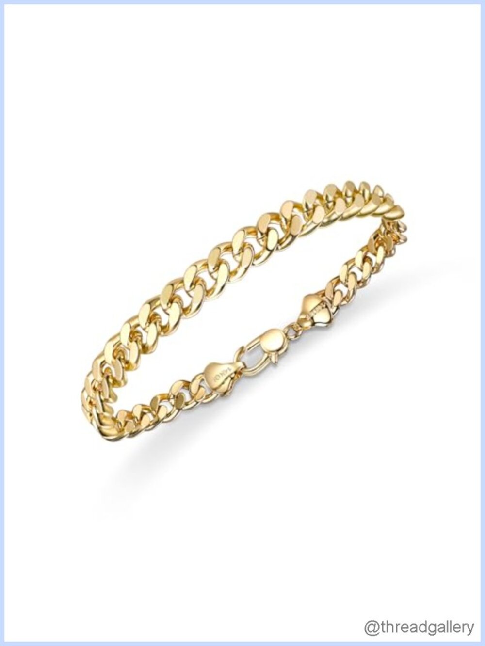 14K Gold Cuban Link Chain Bracelet 6mm Secure Buckle Hypoallergenic Dainty